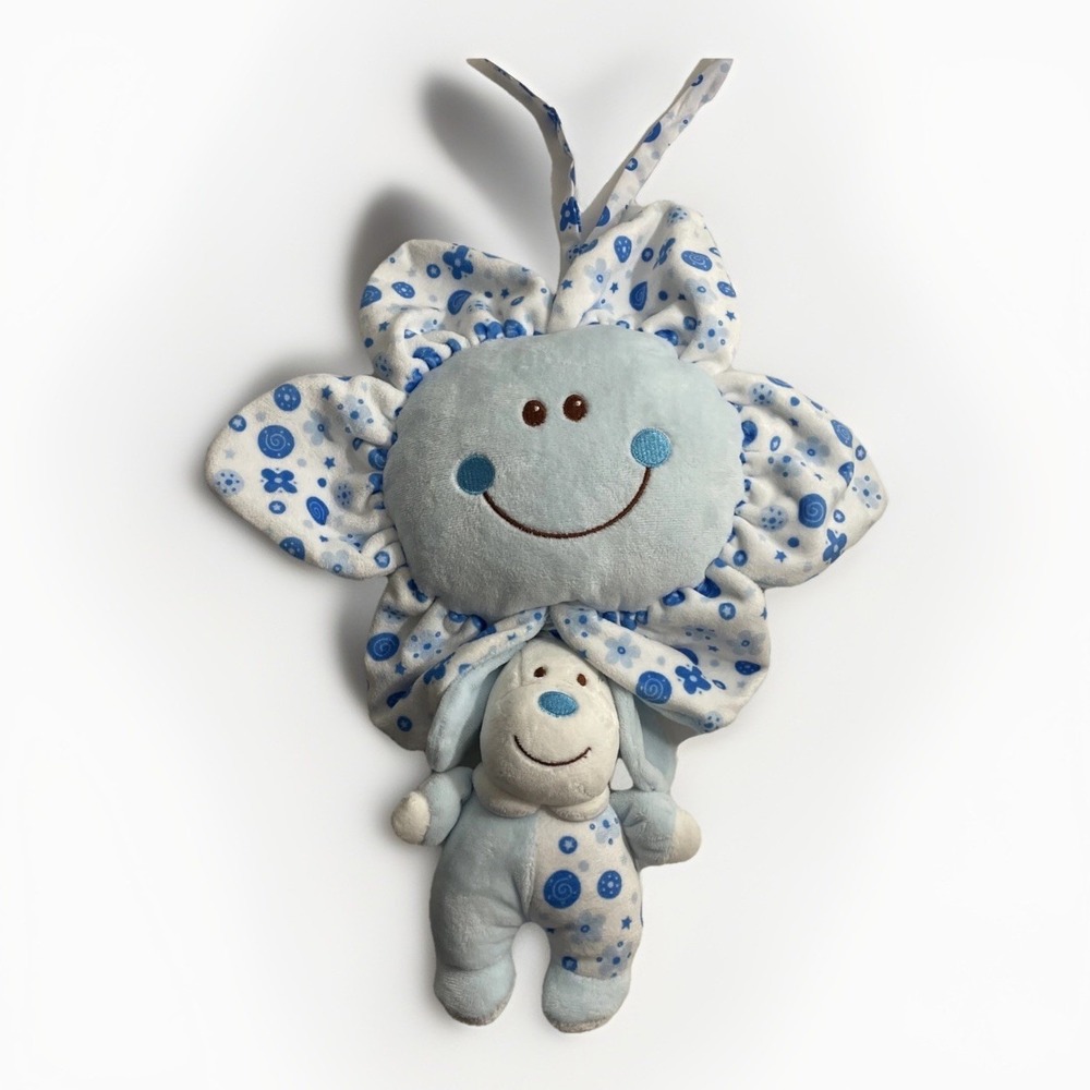 NWT Cutie Buddies Blue Musical Flower Pull Down Baby 3+ Toy Crib Twinkle Twinkle